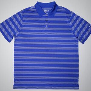 Nike Golf Tour Performance Mens Blue and White Striped Polo Size XL